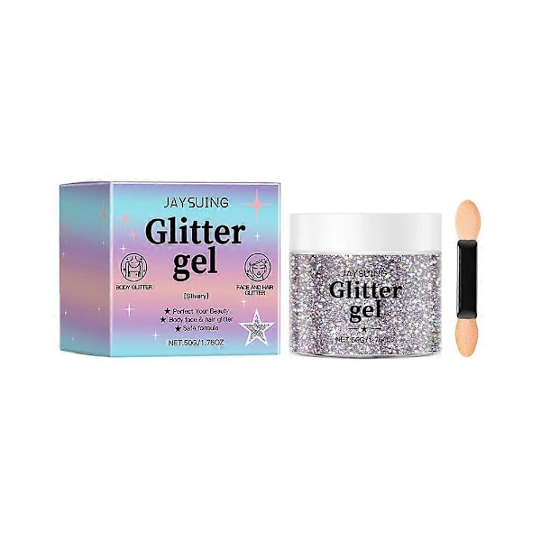 Glitter Gel Lys Hvit Høyglans Gel Kropp Høyglans Gel silver