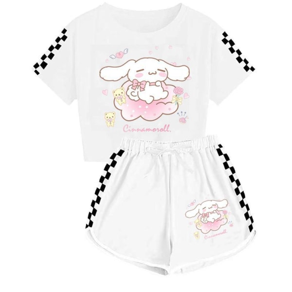 Sanrio Jade Dog T-shirt + shorts sportpyjamas för pojkar och flickor set White 160cm