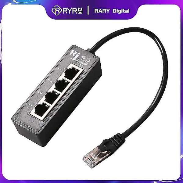 Ryra Rj45 1 Han Til 4 Hun Lan Ethernet Stik 2/3 Port Splitter Ethernet Kabel Netværk Extender Kabel Adapter Tilbehør -GSL