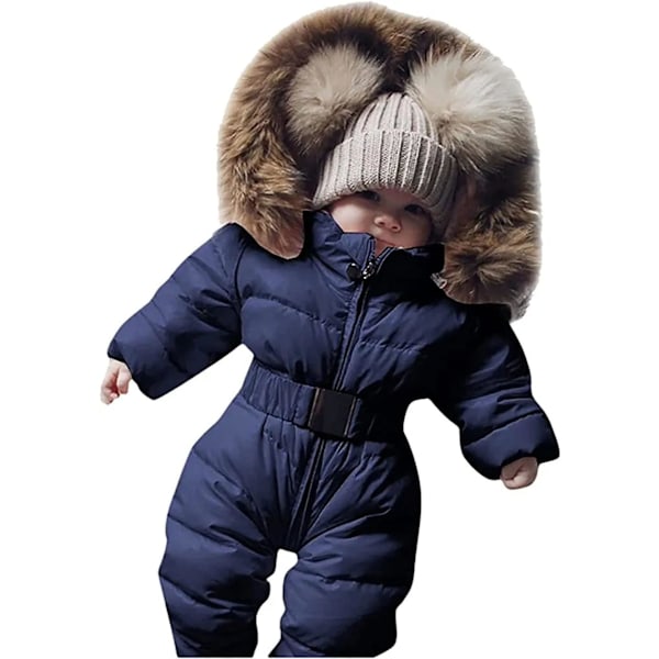 Baby vinteroverall med huva Romper Snowsuit Dun Skiddräkt Romper Pojkar Flickor Långärmad Overall Varm Kläder Present Kläder För 0-24 Månader -GSL 70cm