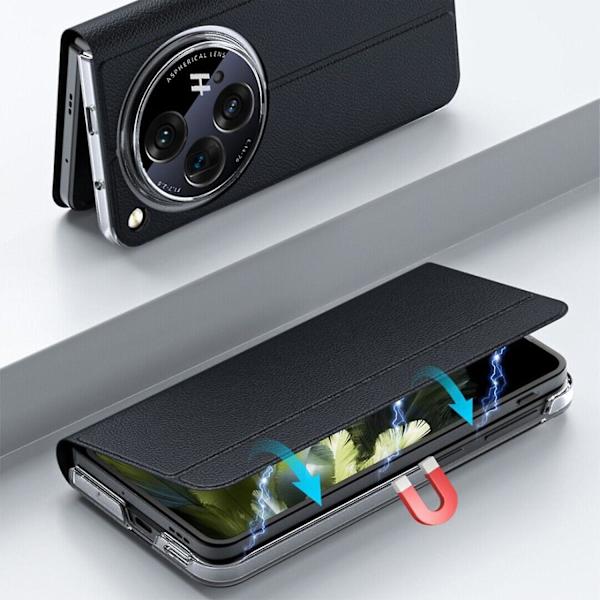 Magnetisk Beskyttelsesetui til Oneplus Open Flip Case, Minimalistisk Læder Støttefod Cover Fuld Krops Beskyttende Telefonetui green
