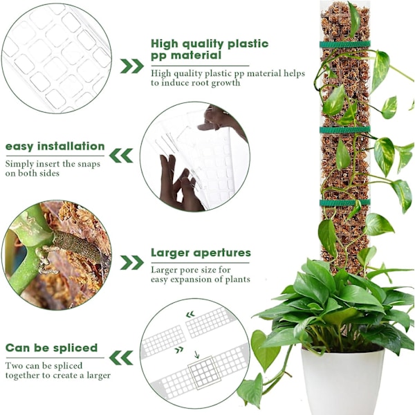 Monstera spaljé 24 tum mossa stång växter mossa poler set spaljé inomhus växt mossa pol gjord av plast expanderbar DIY mossa stång för Monstera ZD B2 4 pcs