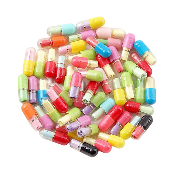 50 st. Bärbara Plast Emoticon Kapsel Meddelande Flaska Falsk Piller