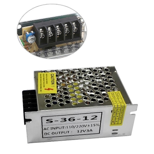 AC 100-260V till DC 12V 3A 36W Strömadapter för LED-remsa