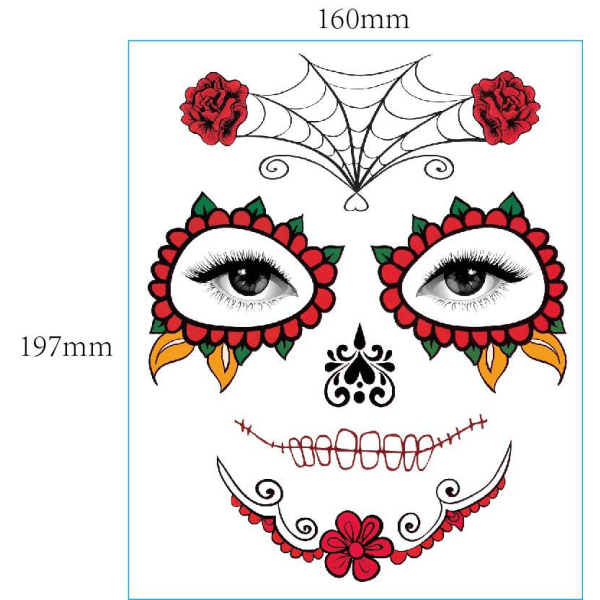 Halloween Temporary Face Art Vattentät Skull Tattoo Sticker