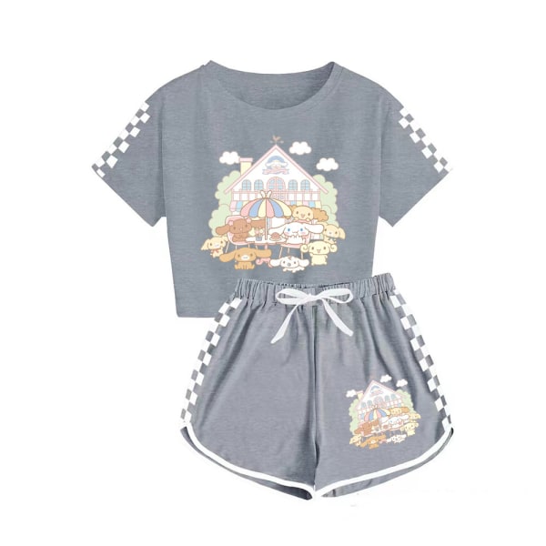 Jade Dog Miesten ja Naisten T-paita Shortsit Printed urheilupuku Pattern 5-grey 140cm