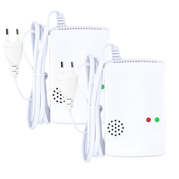 2Pcs Combustible Gas Alarm Sensor Gas Leakage Detector EU Plug Standalone Natural/Liquefied Gas Leak Detector For Home Security