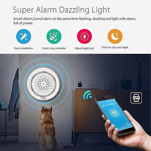 2-i-1 Tuya Smart Life Trådløs Wifi Sirene Alarm Sensor Lyd og Lys Alarm Sirene Støtte Q ZD OI
