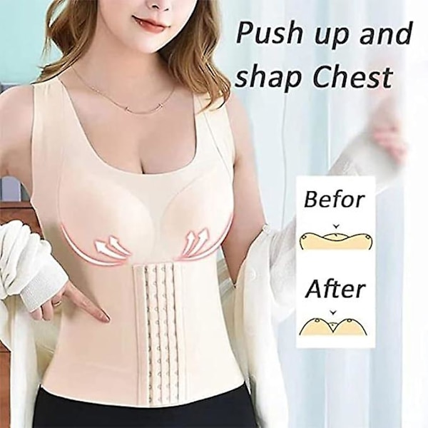 3 i 1 Talje-træner BH, Talje-knappet BH Shapewear, Talje-træner Vest til Kvinder Underbryst Korset Kropsformer black m