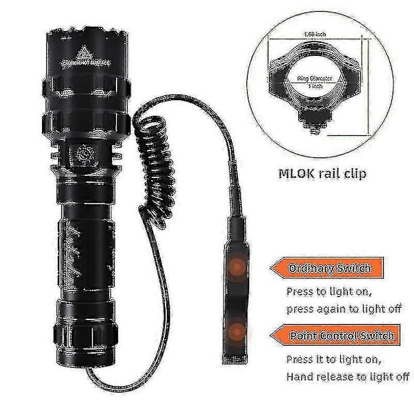 Ammattimainen LED-taskulamppu metsästykseen, taktinen taskulamppu, L2 USB-ladattava LED-taskulamppu, vedenpitävä kalastuslamppu -CNSZ