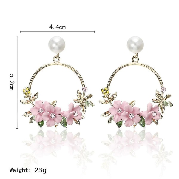 Bohemian koreansk krystal blomst øreringe legering runde perle øre stud kvinder smykker