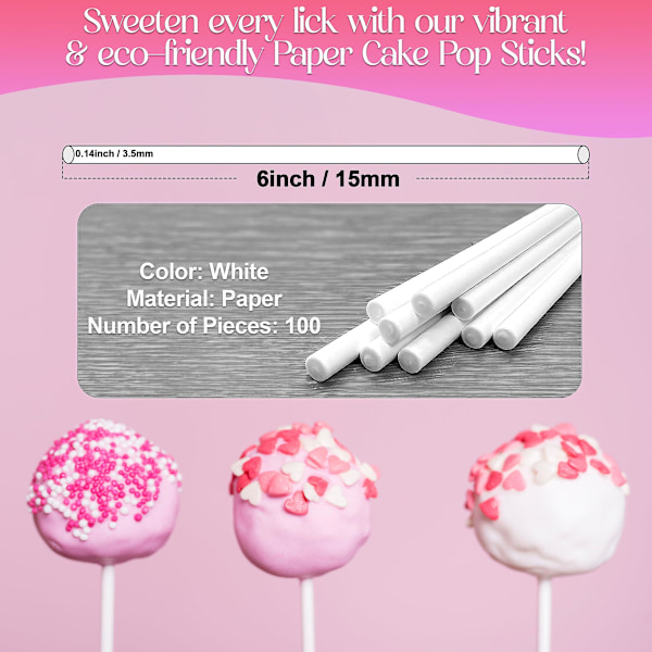 6 tum papper cake pop-pinnar, cake pop-pinnar, pinnar för cake pops, Lollipop-pinnar, Sucker-pinnar för kakor, Rainbow Candy, Choklad, Cake Topper