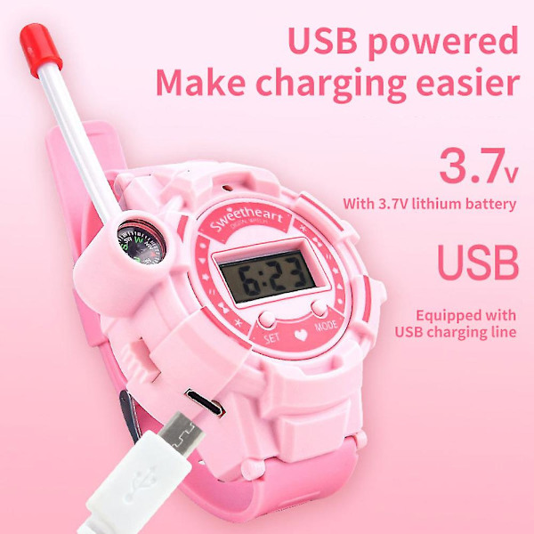 1 Par Barn Intercom Klockor Laddningsbara Elektroniska Klockor Förälder-Barn Interaktion Leksaker Utomhuspresenter För Pojkar Flickor bule and pink