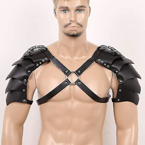 Axelskydd Läder Bröstrem Justerbar Riddare Cosplay Kostym Klubbkläder