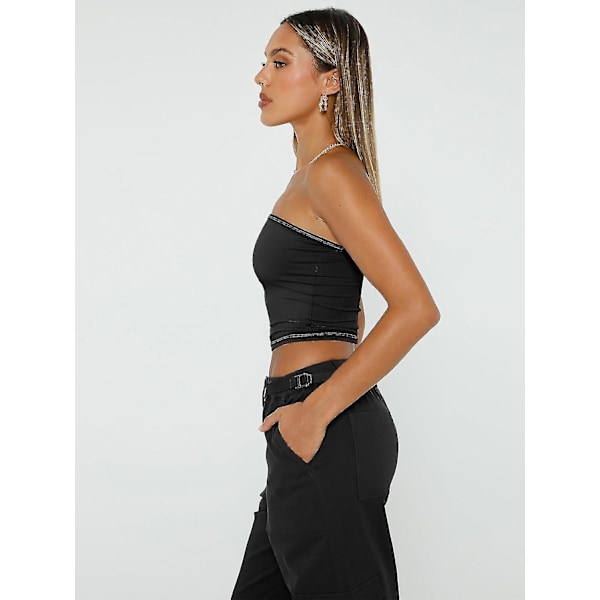 Kvinde Tube Top Strapless Crop Top Basic Rygløs Ærmeløs Bandeau Sød 2024 Sommer Outfits Sexet Ensfarvet Top -JRSZ m