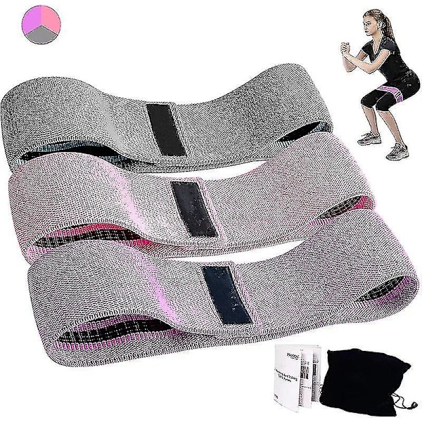 Elastisk bånd fitness modstandsbånd sæt af 3 hoftebånd skridsikkert stof til hofte ben krop balder bodybuilding pilates squat sport crossfit -GSL