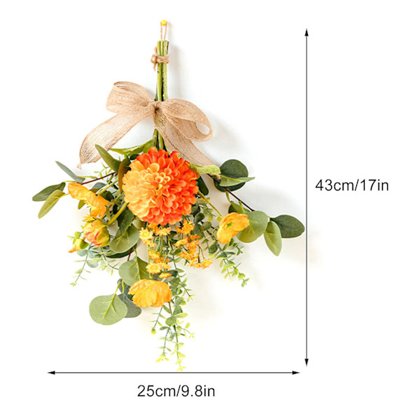 100% Ny, Kunstig Blomst Bouquet Grene Faux Ficus Twig Hjem Kontor Butik Fest Dekoration orange