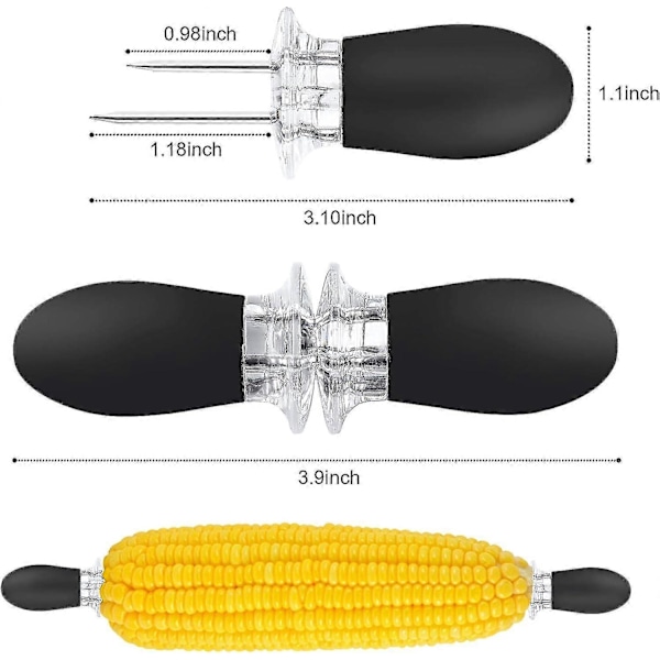 Sorte 10 stk/5 par maiskolbeholdere, rustfritt stål mais på kolben grillgafler for hjemmelaget matlaging, fester og camping