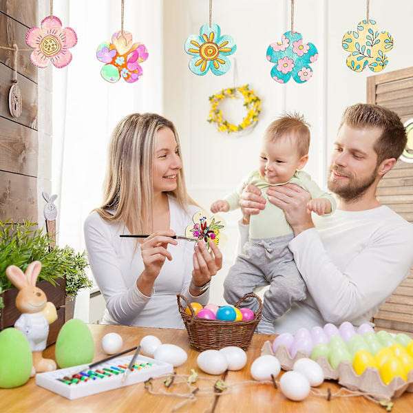 Stora storlek 7\" trävårornament att måla, blomma trä DIY tomma oavslutade runda träskivor prydnad för hantverk hängande dekorationer -GSL ZD R 20pcs
