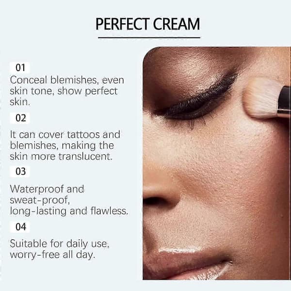 All-Over Complexion Perfector med extra stor kroppsmakeupborste, långvarig CC Cream Foundation, vattentät överföringsresistent hudton, täckning Dark