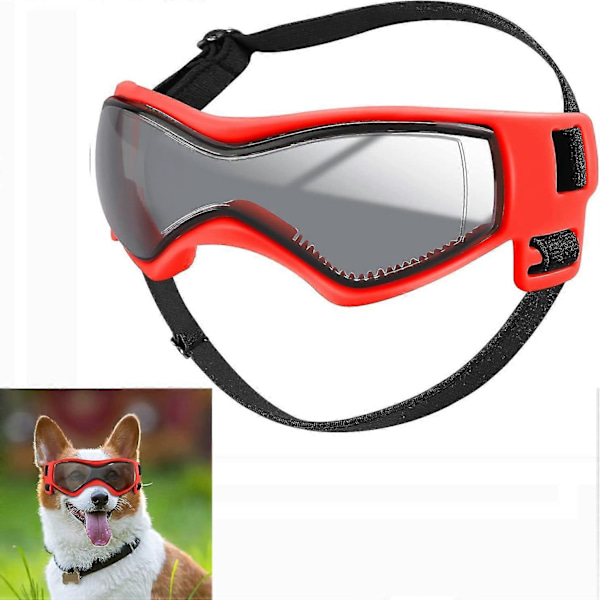 Hunde Briller, Hunde Goggles UV Beskyttelse Hunde Solbriller Vindtett Anti-tåke Støvtett Valp Briller For Utendørs Ridning Kjøring -CHSZ red