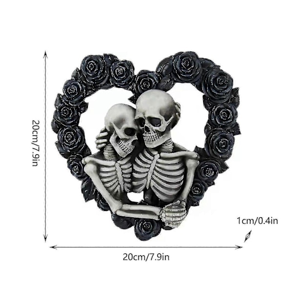 Goottilainen Luurankopari Musta Ruusu Rakkaus Halloween Koriste Ovikilpi (D-583-A)