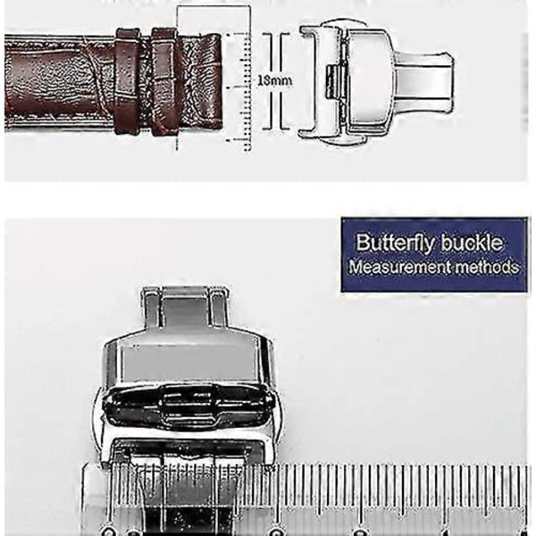 Fällbart spänne Automatisk dubbelklick rostfritt stål bandknapp för klockarmband 22 mm verktyg (färg: Guld, Storlek: 22 mm)