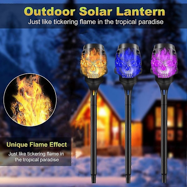 Led Have Lamper Høj Lysstyrke Ip65 Vandtæt Fantastisk Visuel Effekt Auto Til/fra Halloween Sol Flamme Lampe Dekor -CHN blue