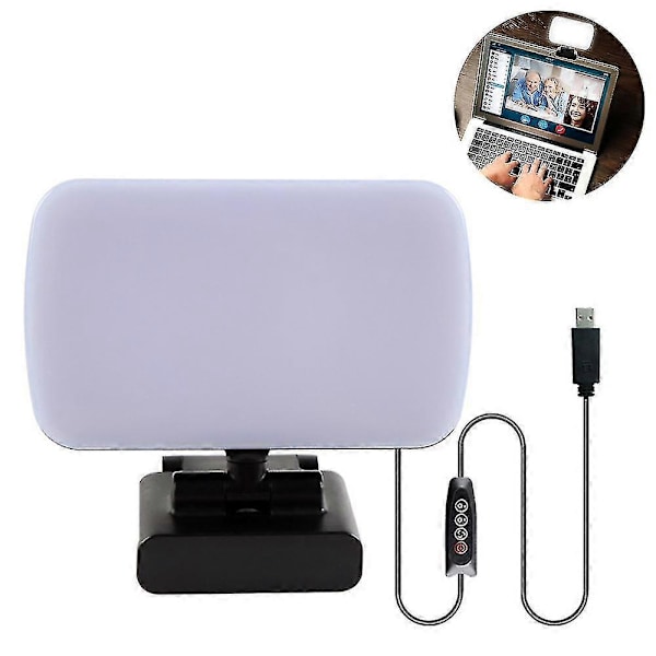 Videokonferencebelysning, Webcam-belysning til fjernarbejde, belysning til bærbare/computer, opkald, live streaming, selvsending