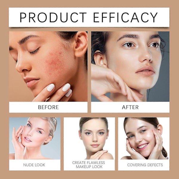Foundation Stick til Ansigt, Multifunktionel Foundation Stick med Indbygget Foundationbørste, Letvægts Opbyggelig Medium til Fuld Dækning color 02