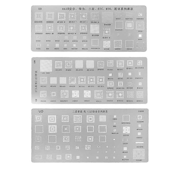 3 stk. Universelle BGA Reballing Stencils Kit til MTK HTC Huawei Android
