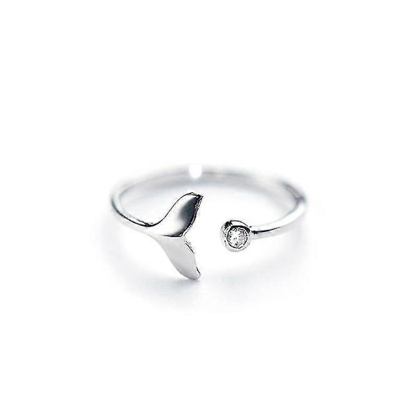 925 Sterling Silver Solid Ring Utsökt Valstjärtsring Slät Bandring Justerbar