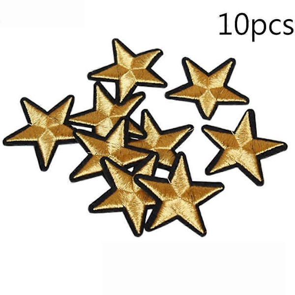 10 stjärnor broderade märken att sy eller stryka fast för kläder DIY applikationer hantverksdekoration gold