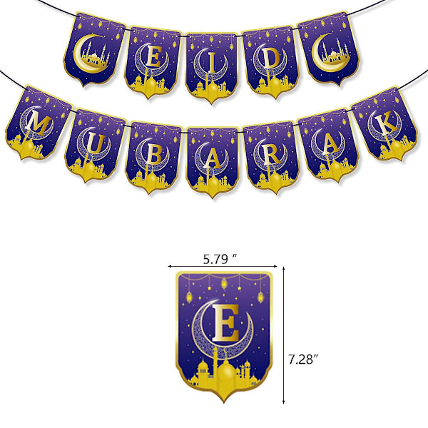 Eid Mubarak Dekorasjon, Festutstyr For Ramadan Eid Temafest Dekorsett, Eid Og Ramadan Banner Latex Måneballonger Kake