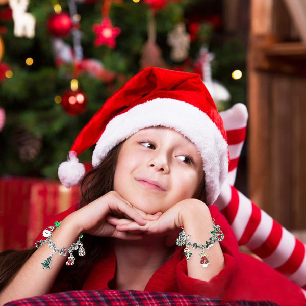 Juladventskalender 2023 Smycken, 24 dagars julnedräkningskalender Gör-det-själv-armbandssats present till tjejer D