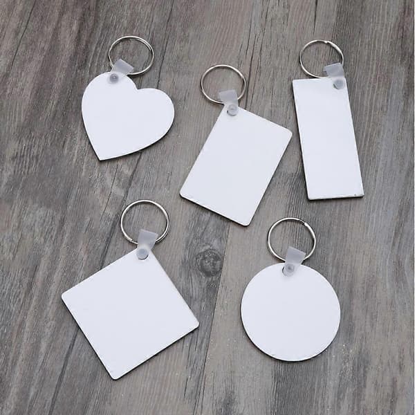 12 stk. Træ Nøgleringe Sublimering Blanks Nøglering Ornament til Smykkefremstilling d