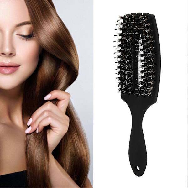 Böjd Vented Paddelborste Scalp Massage Avtraslande Borste Stylingverktyg för Vått Torrt Lockigt Rakt Hår