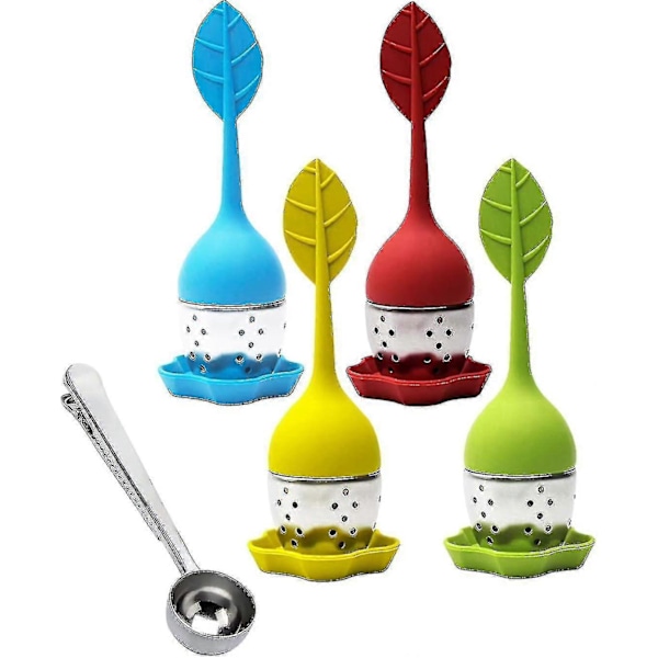 Te-infuser sæt med bladform og klips i rustfrit stål