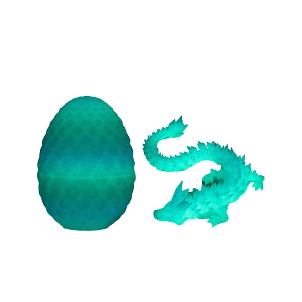 3D-trykket drage-leketøy Ornament med egg Stilig skrivebordsdekorasjon Gave til bursdag påske silver