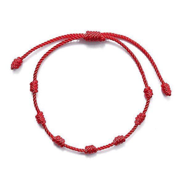 2 st 7-knops Röda Snöre Armband Lycka Amulett För Framgång Och Välstånd Vänskapsarmband