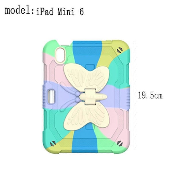 Yhteensopiva iPad Mini 6 2021:n kanssa, potkutelineellä, perhossiivillä, kynäpidikkeellä, kestävä ja vahva colorful green