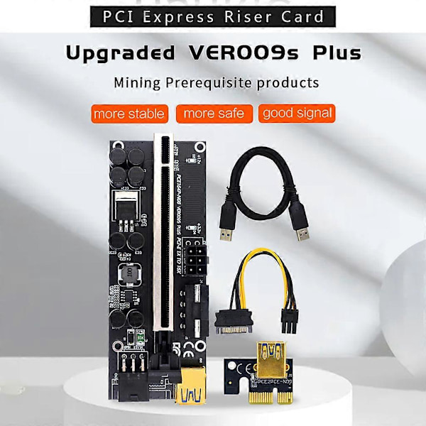 PCI-E Riserkort 1X til 16X GPU-forlenger Riserkort USB 3.0 GPU-adapter 6pin