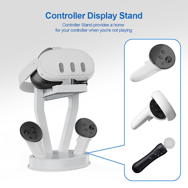 VR Opbevaringsstativ til Meta Quest3/Oculus Quest 2 VR Briller, Opgraderet VR Headset Skrivebordsorganisator Display Holder med Controller Holder