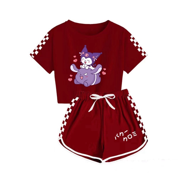 Kuromi sportsdragt med print til drenge og piger med T-shirtshorts Light purple 150cm