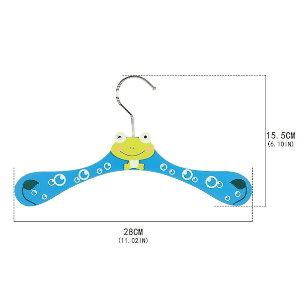 6-pack Barnklädhängare med tecknade djurmotiv i trä, färgglada, för babykläder, byxor, krokar