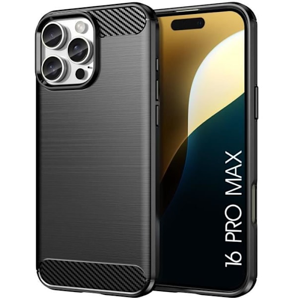 Cover for iPhone 16 Pro Max - Carbon Fiber Shockproof Protection Reinforced Black