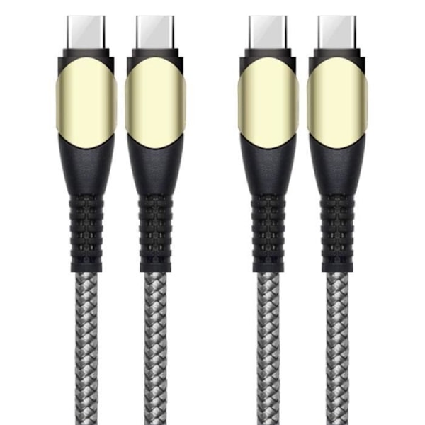 2x 60W fast USB-C cable for iPhone 16 Pro Max - iPhone 16 Pro - iPhone 16 - iPhone 16 Plus - Gray reinforced nylon 1M