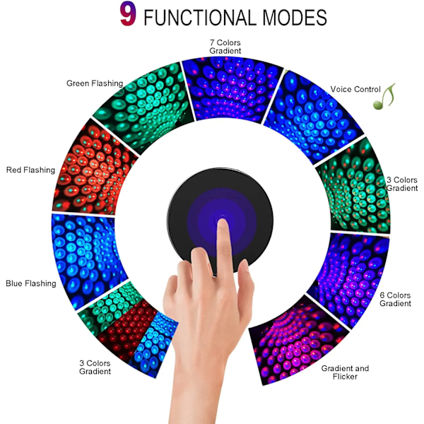 DJ-belysning, lyd, fest, USB-diskokuglelys, RGB, multi-bil, atmosfære, rumdekorationer, lampe