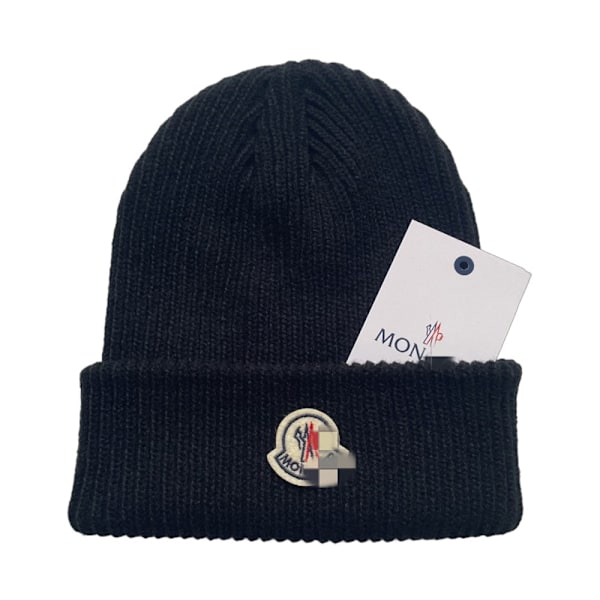 Moncler unisex-neulehattu naisille ja miehille, lämmin talvihattu hiihtoon Black