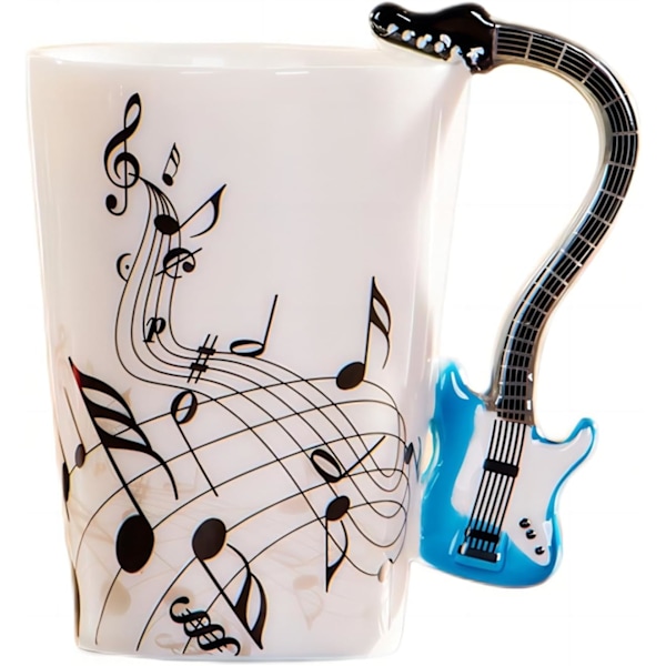 Kreativ musikkmugg Fiolin stil Gitar Keramisk krus Kaffe Te Melk Musikalsk note Kopper med håndtak Kaffe krus Nyhetsgaver (Blå elektrisk gitar) blue